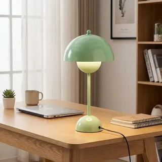 Alpinaluz Tischlampe Grün Avocado E27 Vintage Retro, Indirektes Licht Industrial Minimalistisch, Große Nachttischlampe Design Flowerpot aus Metall für Schlafzimmer Wohnzimmer Esszimmer Büro Dekolampe