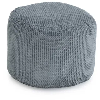 Loft 25 Runder Beanbag Fußhocker - Pouf 44x30cm mit EPS-Perlen Füllung - Innenbereich Wohnzimmer Cord Pouf hocker, Gaming Pouf für Erwachsene, sitzpouf, Leichter Pouf hocker (Holzkohle)