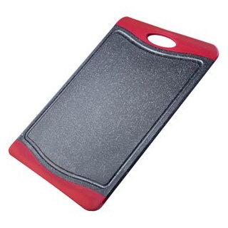 Westmark Schneidebrett 6216224G aus Kunststoff, 36,5 x 25 x 1,4 cm, grau / rot, mit Saftrille