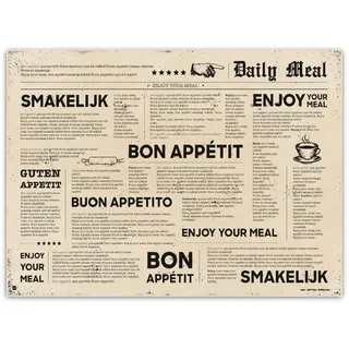 AVA Platzset, Tischsets aus Papier 43x30cm Guten Appetit Zeitung 50 Stück Beige beige|schwarz