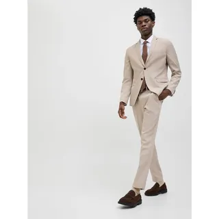 Jack & Jones Anzug JPRCOSTA SUIT (Set, 2-tlg) aus Polyester, sehr schmale Passform, mit Reverskragen, Langarm-Sakko grau 48