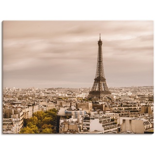 Wandbild ARTLAND "Paris Eiffelturm I" Bilder Gr. B/H: 120 cm x 90 cm, Leinwandbild Frankreich Querformat, 1 St., beige (natur) Kunstdrucke