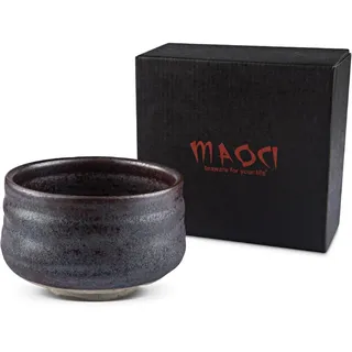 Teeladen Herzberg MAOCI - Matcha-Schale Chawan aus Porzellan 400ml dunkel handgefertigt - als Geschenkbox