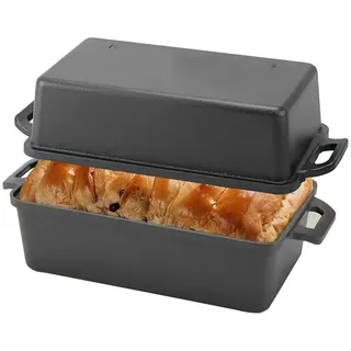 Gusseisen Brotbackform mit Deckel Ideal als Kastenform Toastbrot Brotform 28cm - Schwarz