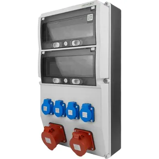 Doktorvolt Baustromverteiler 16A 32A CEE 4x230V typ E Stromverteiler mit 36 Module Revisionsfenster Doktorvolt