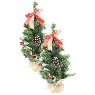 peveha24 Künstlicher Weihnachtsbaum 2er Set geschmückter Deko Tannenbaum