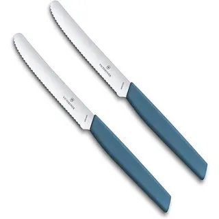 Victorinox 2 Stück Tafelmesser - Tomatenmesser Swiss Modern mit Wellenschliff rostfrei - Swiss Made - Cornflower Blue/Blau