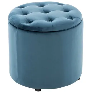 TPFLiving Sitzhocker Paris - Stylischer Samthocker (Beistellhocker mit Stauraum - Farbe blau, 1 St., Polsterhocker mit hohem Sitzkomfort), Maße (HxBxT): 42 x 44 x 44 cm blau