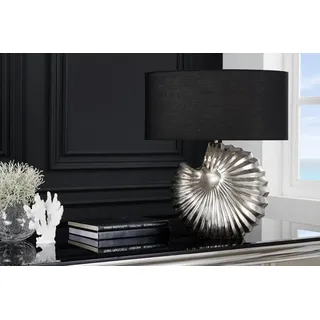 riess-ambiente Tischleuchte SHELL 60cm silber / schwarz, Ein-/Ausschalter, ohne Leuchtmittel, Wohnzimmer · Stoff · Metall · Muschel · Maritim · Maritim silberfarben