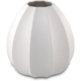 Goebel Kaiser Porzellan Concave Vase in der Farbe Weiß, hergestellt aus Biskuitporzellan, Maße: 16 x 14,5 cm, 14-004-67-1