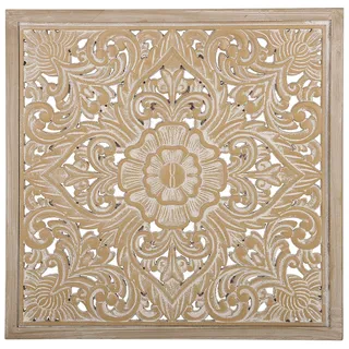 Beliani Wanddekoration, Hellbraun, Holzwerkstoff, Vintage, Quadratisch, 60x60x60 cm Weiß