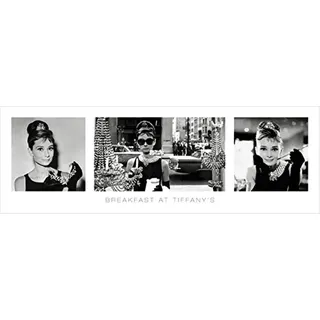 Pyramid International Kunstdruck Audrey Hepburn (Breakfast at Tiffany 's B & W) Slim-Poster, Papier, Mehrfarbig, 30 x 91,5 x 1,3 cm