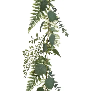 Decoris Künstliche Pflanzengirlande 180cm Eukalyptus Farn Kunstpflanzen Blättergirlande