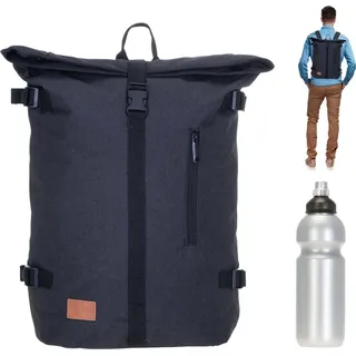 Rucksack Herren Kurierrucksack Freizeitrucksack New Rebels Courier Fahrradrucksack Roll-Top Laptoprucksack Notebook Fach Tasche Backpack Daypack mi... - Schwarz