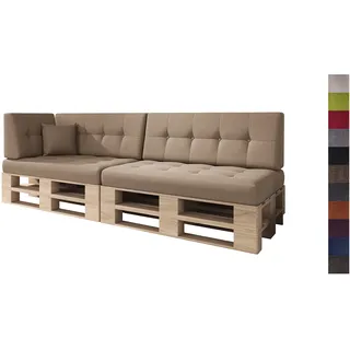 sunnypillow Palettenkissen Palettenmöbel, 6er Set, Palettenauflage Beige | für Palettensofa, Palettenpolster für Garten, Gesteppte Kissen mit Knöpfen für Europaletten, Rückenkissen & Sitzkissen