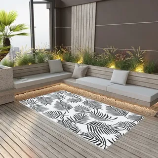 vidaXL Arakil Outdoor-Teppich 160 x 230 cm Weiß/Schwarz