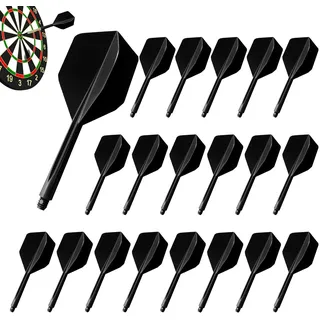 20 Stück Dart Flights mit Schaft, Darts Flights mit Schäfte, Flights Darts, Dart Schäfte, Kunststoff Dart Zubehör, Dartpfeile mit 2BA Gewinde, Darts Zubehör, Festen Flights Dartschäfte, Schwarz