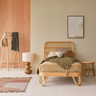 Simone - Einzelbett aus Rattan mit Lattenrost 90 x 200 cm