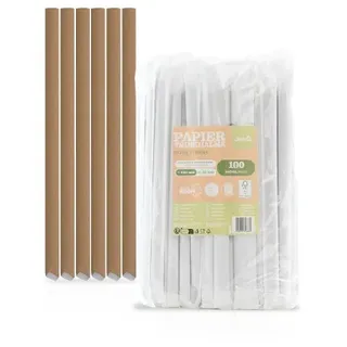 Mank Bubble Tea Trinkhalme in naturbraun aus Papier,  Ø 12 mm / 23 cm, einzeln verpackt, 1600 Stück - Man