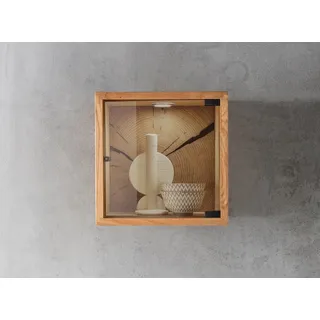 Wandregal Würfel 34x34cm mit Glastür Wildeiche Eiche geölt massiv NEU OVP!!!