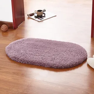 FANSU Teppich rutschfeste Weiche Badezimmerteppich, Teppich Wohnzimmer in Shaggy Ellipsen Badematte Maschinenwaschbar Fussmatte für Badezimmer, Wohnzimmer (Lila,40x60cm)