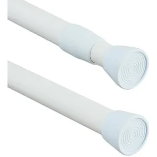 relaxdays Duschvorhangstange Weiße Teleskopstange Edelstahl, Ø 2 mm, 1-läufig, Längenverstellbar 150–280 cm, Klemmmontage ohne Bohren, Schrauben oder Kleben, Klemmmontage ohne Bohren, Schrauben oder Kleben, Spannmontage, Edelstahl, 150 - 280 cm weiß Ø 2 mm x 280 cm x 2.5 cm x 2.5 cm