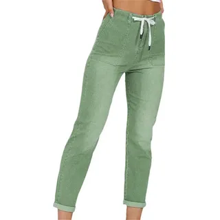 AFAZ New Trading UG Loose-fit-Jeans Lockere, elastische, lässige, gerade Hose für Damen im Sommer XL