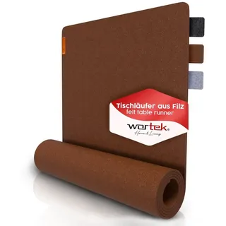 wortek Tischläufer Filz Tischläufer 150 x 40 cm – Filz Tischdecke, waschbare Filzläufer, Skandinavische Tischdeko, Tisch Filzläufer braun