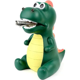 Lakpopya Dinosaurier Spardose fur Kinder, Groß Dino Sparschwein für Mädchen Jungen, Spardosen aus Sicheres PVC-Material für Dekoration des Kinderzimmers/Geschenk/Spielzeug/Taufgeschenke (Grün-Sitzend)