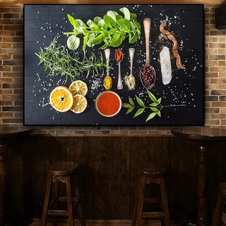 HMXQLW Modern Küche Wandbilder Gemüse Obst Getreide Gewürze Bilder kunstdrucke Küche Deko,Leinwandbilder Poster und Drucke Wandkunst Rahmenlos (80x120cm)