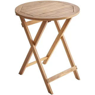 Beliani Gartentisch Hellbraun aus Akazienholz Klappbar Klein Rund ø 60 cm Klassisch Traditionell Bistrotisch Balkontisch Gartenmöbel Outdoor