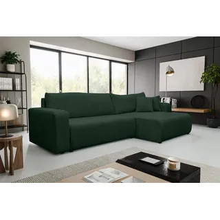 VENASI LUNA XL Cord Ecksofa L-Form mit Schlaffunktion & Bettkasten Grün - Grün
