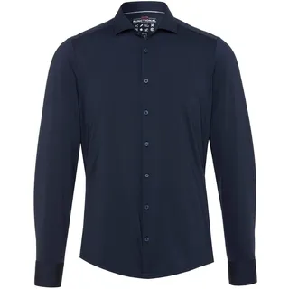 Pure Slim Fit Functional Hemd Langarm Streifen Nachtblau - 44