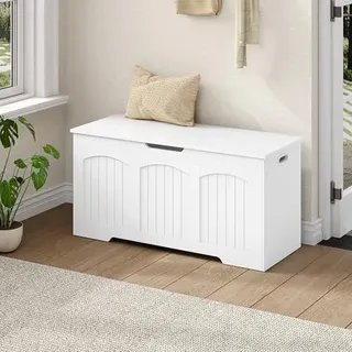 Fobyfurny Sitzbank mit Stauraum, Truhe, 100 x 40 x 48 cm, Weiß