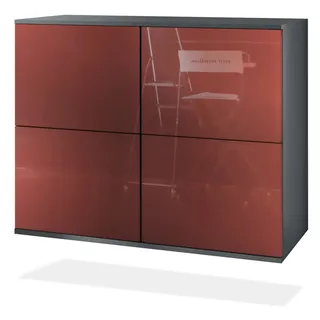 Vladon Rova V3 92,5 x 73,5 x 35 cm Anthrazit matt / Bordeaux Hochglanz
