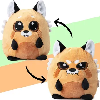 corimori Stimmungskuscheltier, 16cm Plüschtier zum Wenden, Kleiner Roter Panda Ponva, orange | Happy vs. Todesblick