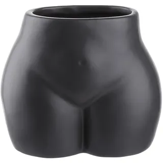 BUTLERS Blumentopf Dolomit - BOODY - Körperform | Farbe Schwarz - 11x13x15 cm - Übertopf für Zimmerpflanzen & Kakteen - Pflanztopf für Fensterbank & Beistelltisch