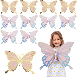 12 Stück Groß 3D Schmetterlingsdekorationen, 3D Schmetterlings Wanddekoration mit 50 Stück Perlenaufklebern Riesige Schmetterlings Wanddekoration für Geburtstag Babyparty Hochzeit