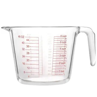 PEixen Messbecher Aus Glas, 1,5 L DL ML Cup Und OZ 4 Waagen Perfekt Zum Backen Und Kochen Milchbecher Gute Qualität Messkanne Rührbecher (Bleifrei),Clear
