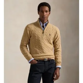 Polo Ralph Lauren für Herren. 710876766006 Beigefarbener Strickpullover mit Reißverschluss (M), Lässig, Wolle, Klassisch