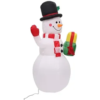 HUOLE Aufblasbarer Schneemann XXL LED-Beleuchtung mit Befestigungsmaterial & geräuscharmen Gebläse Deko Weihnachts-Figur Weihnachten IP44-1,5 m -weiß