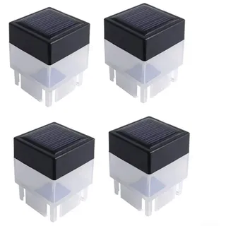 ZAMETTER 4 Stück Solar-LED-Säulenleuchten für Garten, Zaun, Deck, Pfostenkappe, wasserdicht, für den Außenbereich, Wege, Treppenhaus, Terrassenbeleuchtung, warm oder weiß, 7 x 7 x 5 cm, ABS, modernes