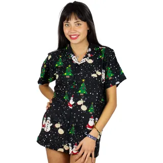 King Kameha Hawaiihemd Hawaiibluse Weihnachten, Christmas Buddys, schwarz, 3XL - 3XL