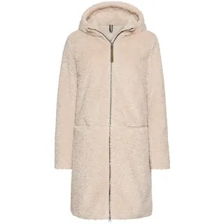 camel active Damen Teddyfell Mantel lang mit Frontzipper & Kapuze Mandel, womenswear-40 - 40