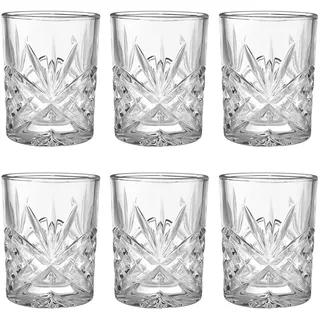 BUTLERS 6er Set Schnapsglas mit Prägung 90ml - CRYSTAL CLUB - Spirituosenglas | spülmaschinenfeste Gläser & Trinkgeschirr für Schnaps, Rum, Scotch, Gin, Wodka