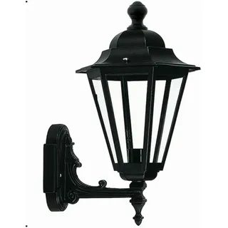 Rustikale Außenlampe Wand Schwarz Aluminium H:37cm nostalgisch E27 Wandleuchte