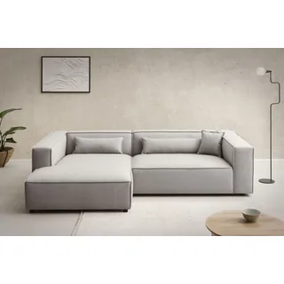 LeGer Home by Lena Gercke Ecksofa »PIARA XXL, Big-Sofa in Cord oder Leinenoptik, L-Form, mit Kedernaht«, wahlweise Ottomane rechts/links, schwarze Füße, extra tiefe Sitzfläche