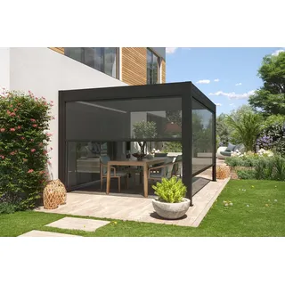 empasa Pergola "ZEUS" Sonnenschutzrollo, Vorhang / Sonnenschutzrollo manuell grau 400 cm x 202 cm