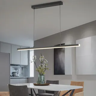 LED Pendelleuchte Dimmbare Esstisch Hängeleuchte Dimmbar Mit Fernbedienung Hängelampe höhenverstellbar Kronleuchter für Esszimmer Schlafzimmer Küche Büro Bar Wohnzimmer leuchte (Schwarz, L150cm)