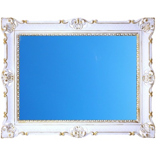 Ideacasa Großer Spiegel Weiß Gold Rahmen Barock Venezianisch Vintage 86 x 67 cm